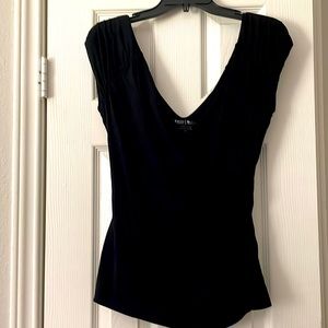 Women Black Short sleeve V-neck Front/Back. Brand New. Size Medium.